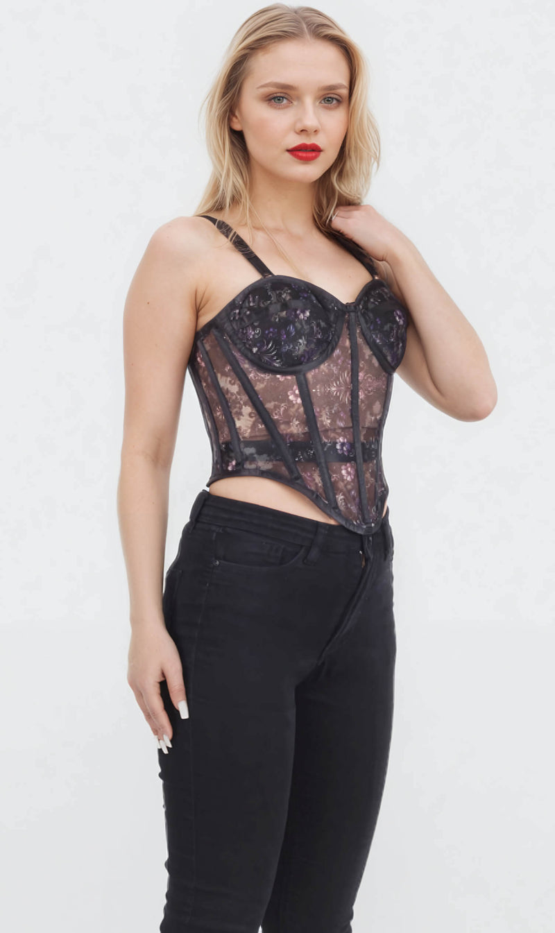 Nannie Printed Mesh Corset