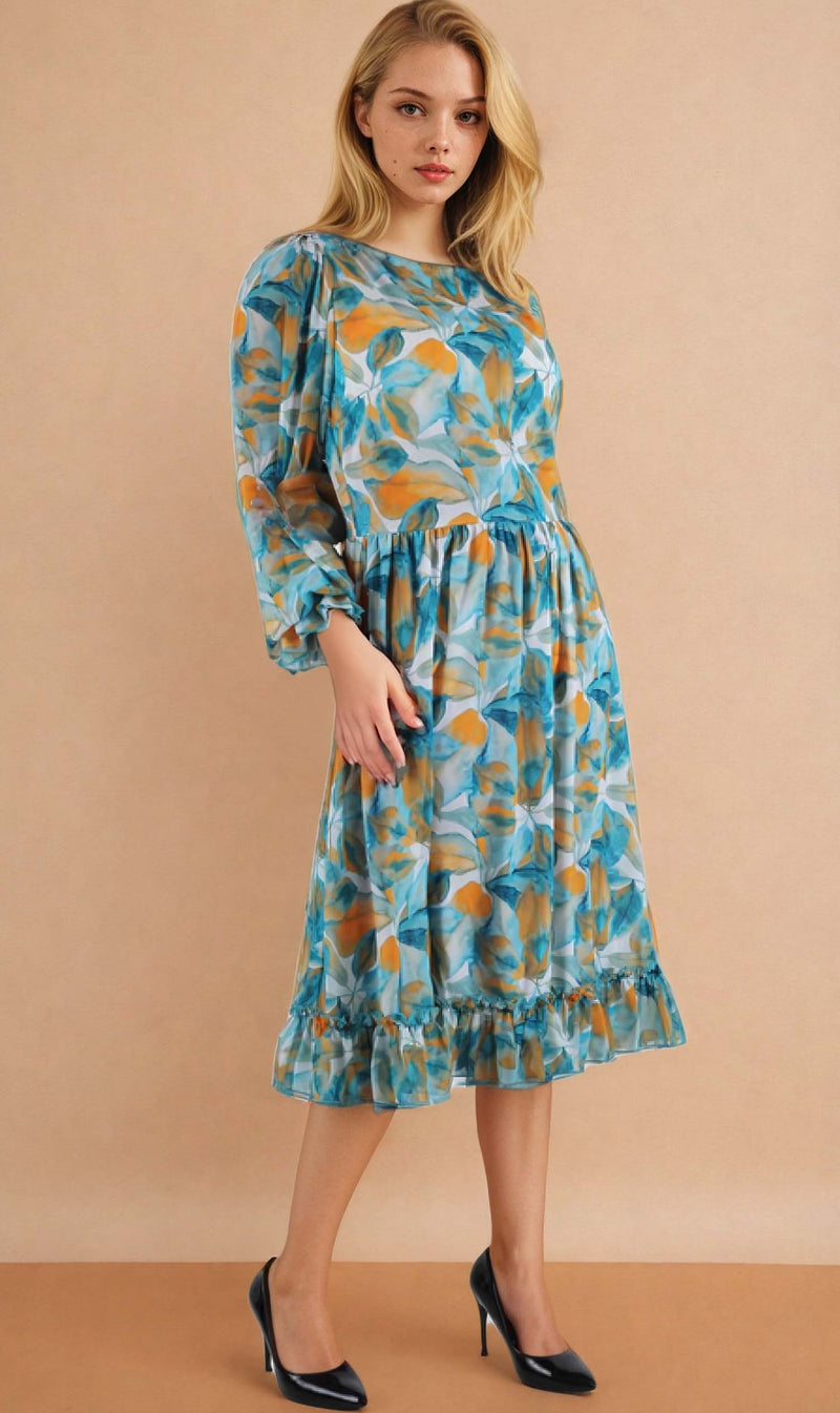 Erin Floral Printed Flare Dress