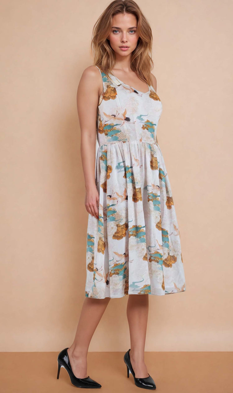 Arris Tea Dress with Sweetheart Neck