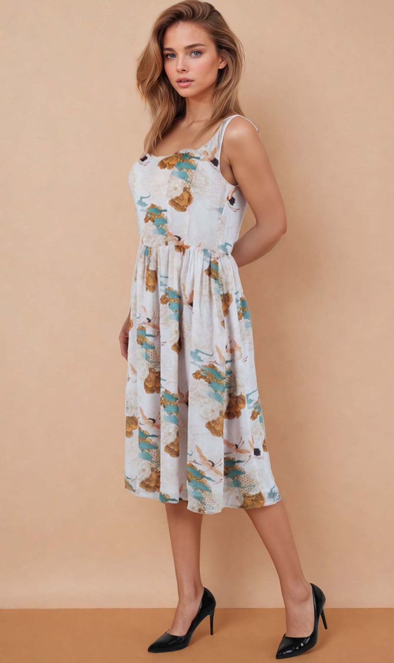 Arris Tea Dress with Sweetheart Neck